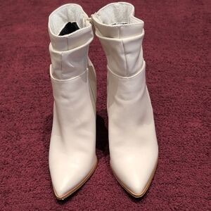 Allegra K Cream Ankle Booties